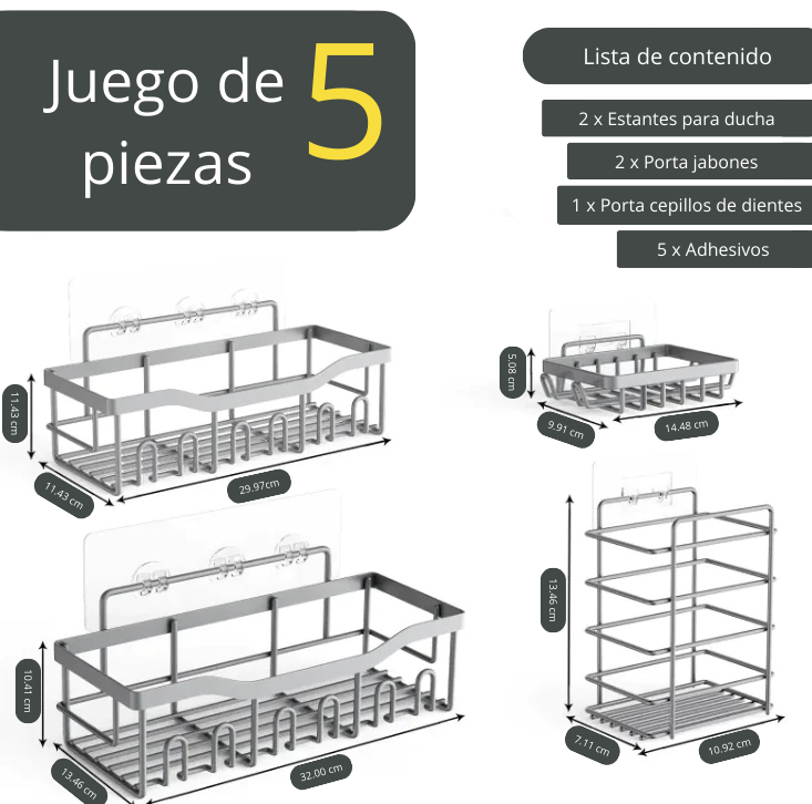 Estante de almacenamiento montado en la pared para baño