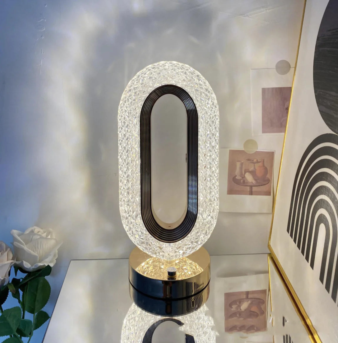 Lámpara táctil de cristal – Decoración elegante para el hogar